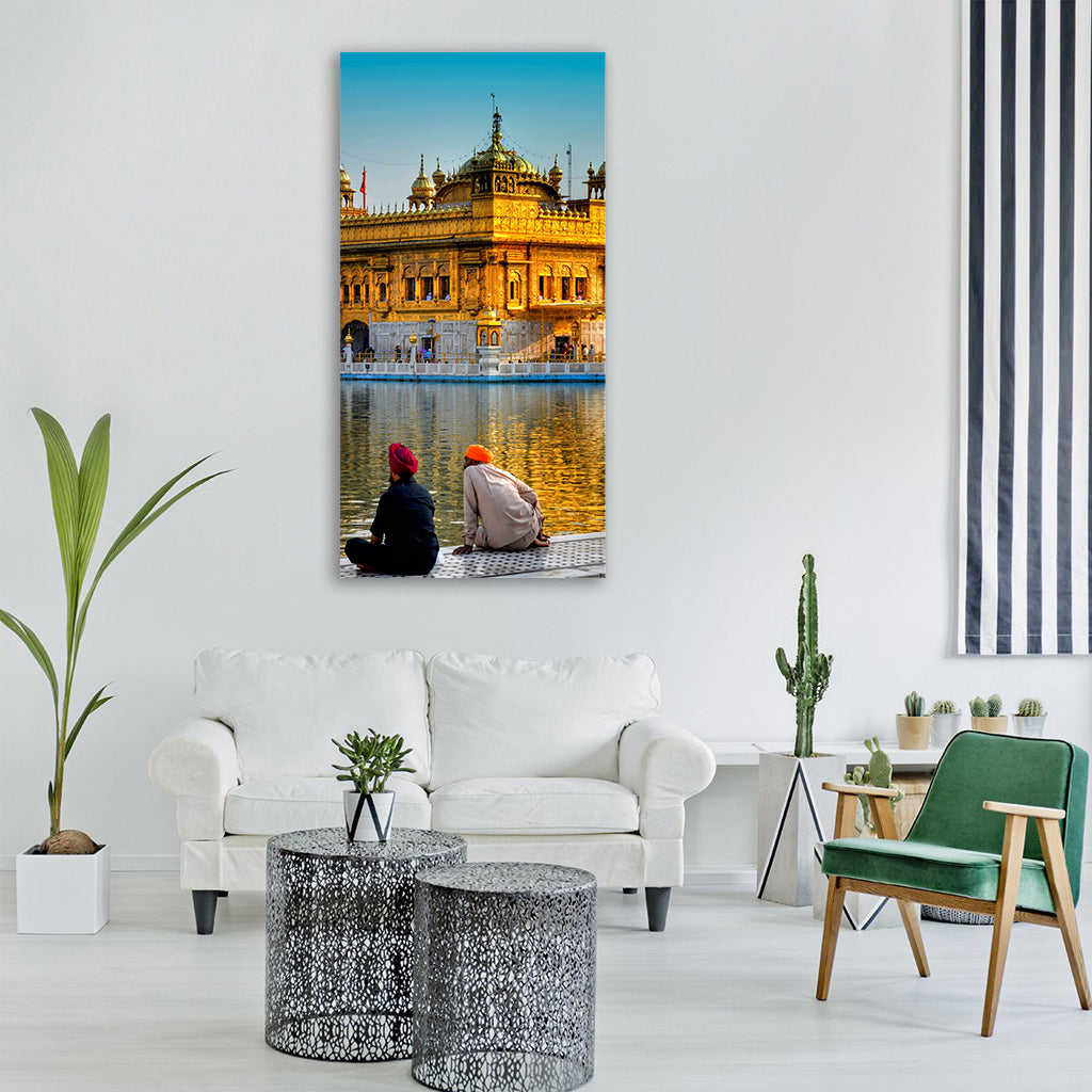 golden temple amritsar punjab sikh Vertical Canvas Wall Art