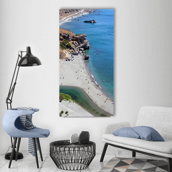 Greece crete sun beach sea view Vertical Canvas Wall Art