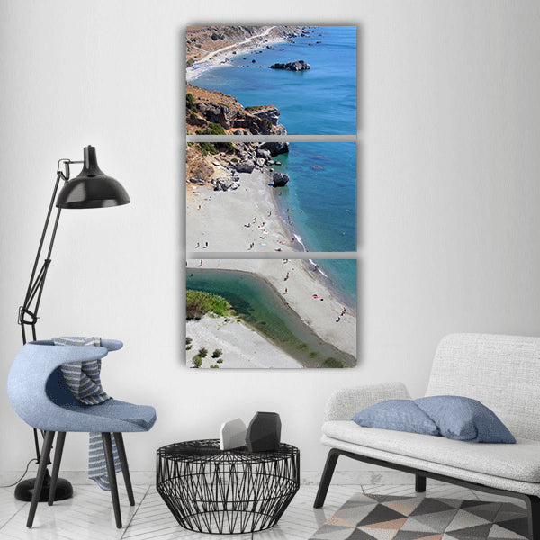 Greece crete sun beach sea view Vertical Canvas Wall Art