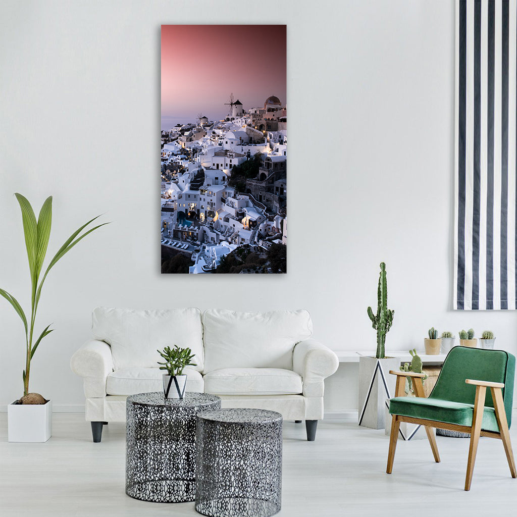 greece oia sea santorini summer Vertical Canvas Wall Art