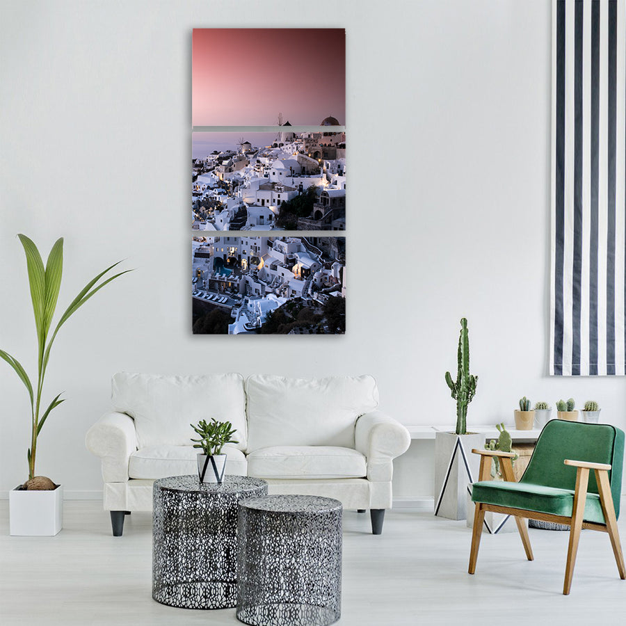 greece oia sea santorini summer Vertical Canvas Wall Art