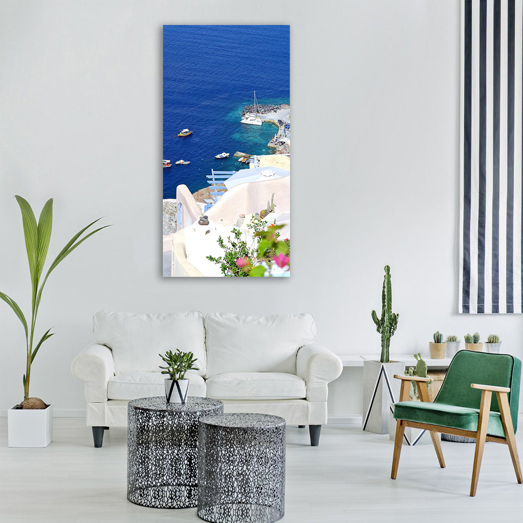 greece santorini greek travel Vertical Canvas Wall Art
