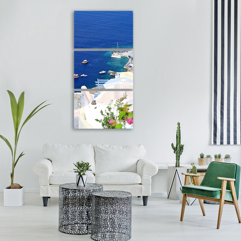 greece santorini greek travel Vertical Canvas Wall Art