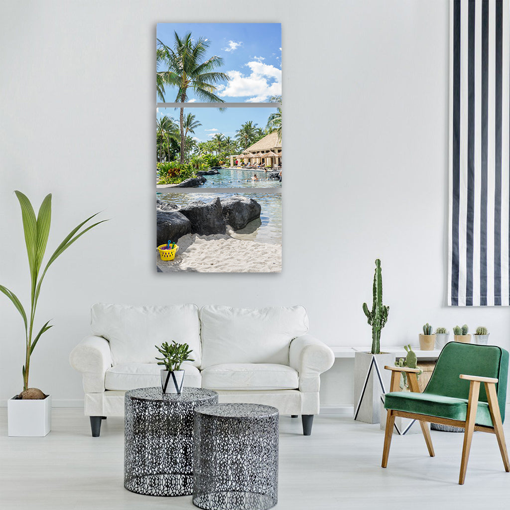 hawaii oahu resort palm trees pool Vertical Canvas Wall Art