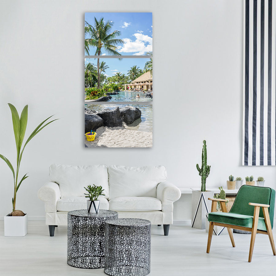 hawaii oahu resort palm trees pool Vertical Canvas Wall Art