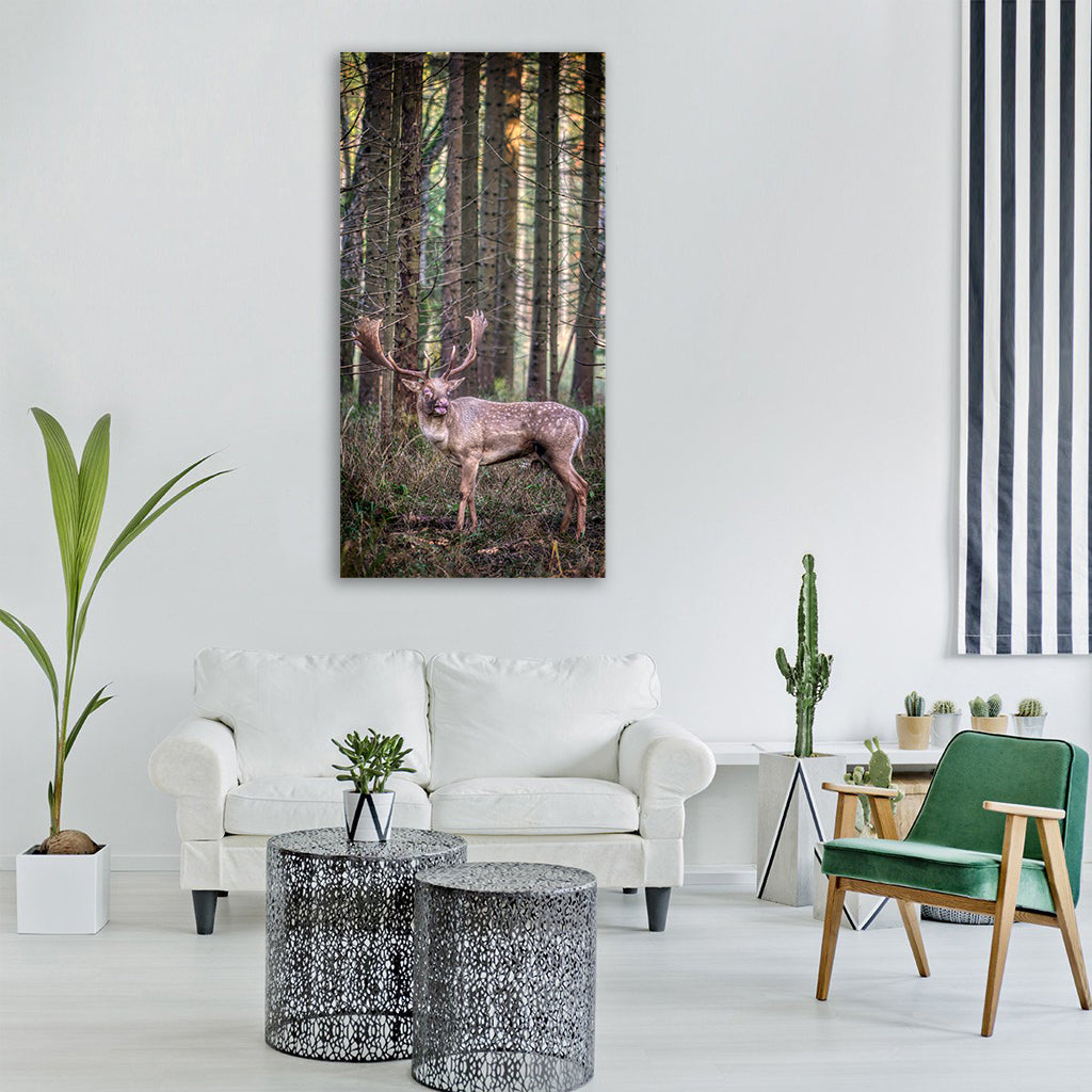 hirsch forest nature animal Vertical Canvas Wall Art