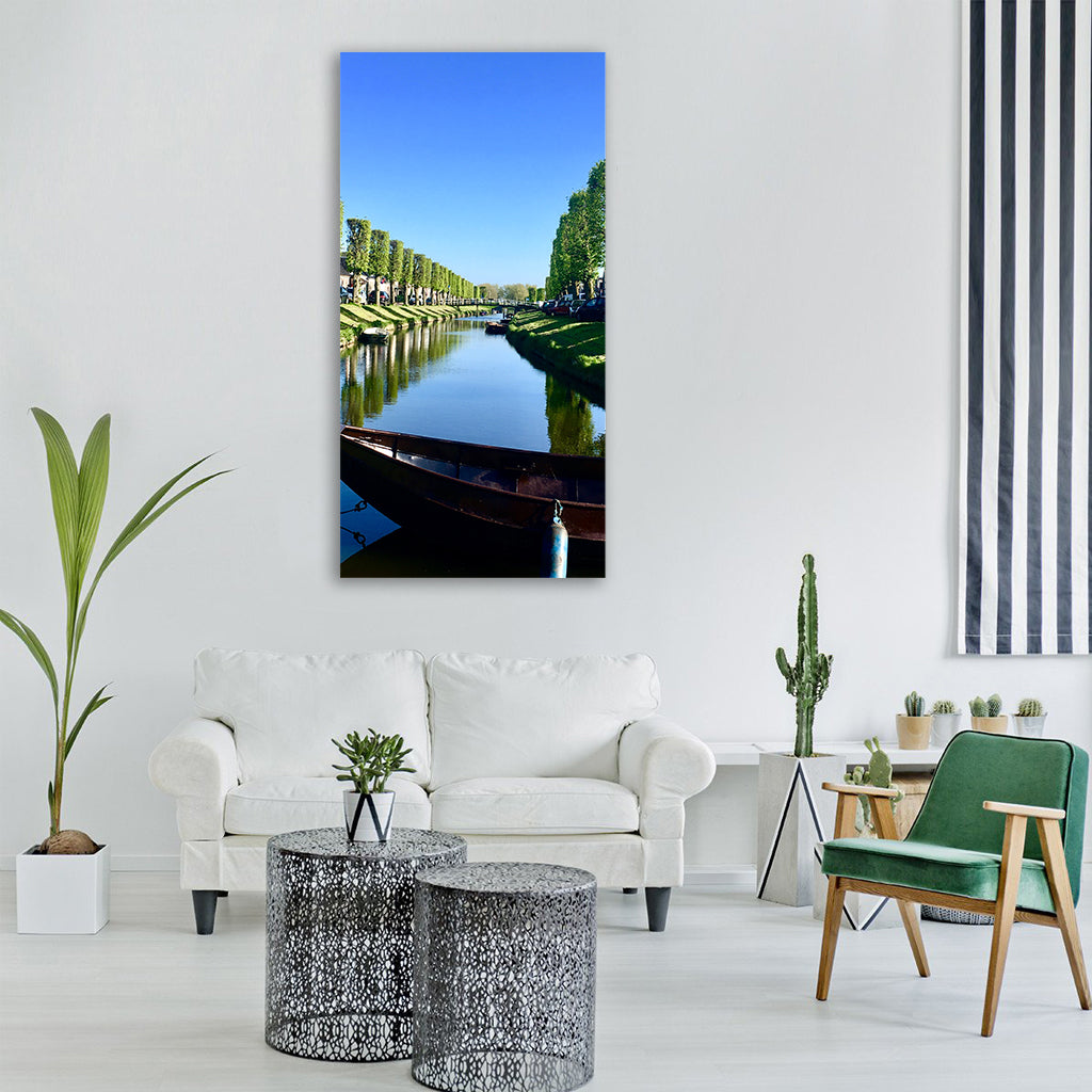 holland netherlands river avenue Vertical Canvas Wall Art