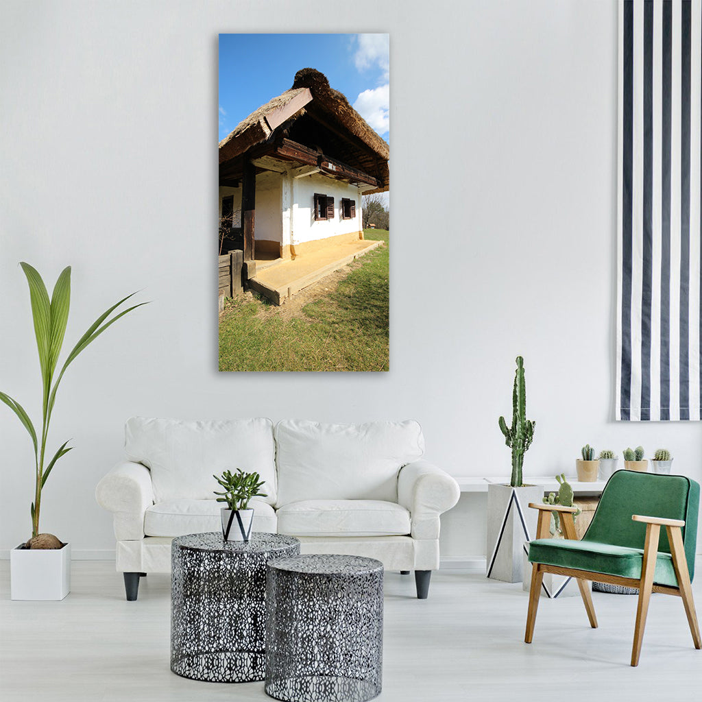 house architecture village folk Vertical Canvas Wall Art