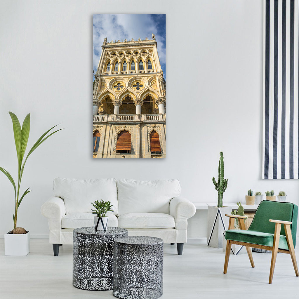 isola del garda tower lake garda Vertical Canvas Wall Art