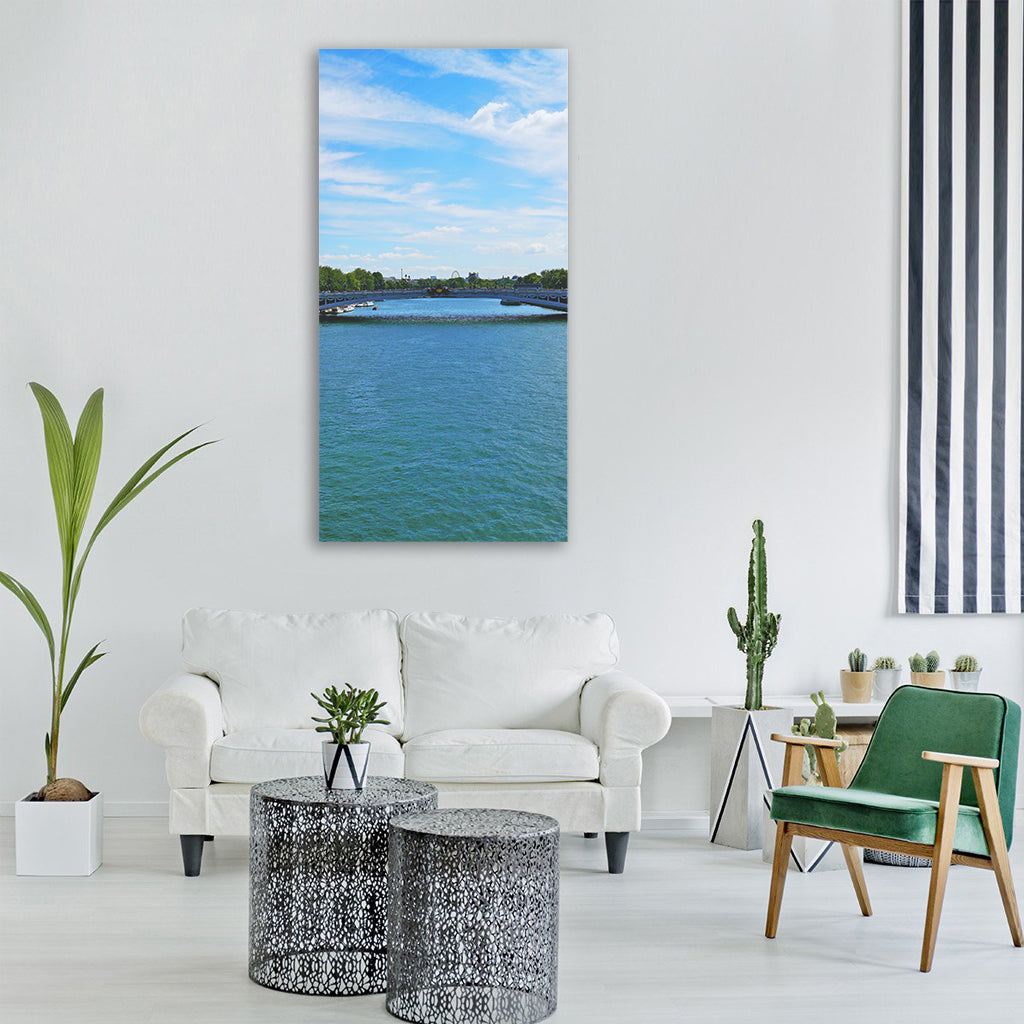 its paris river bridge france Vertical Canvas Wall Art