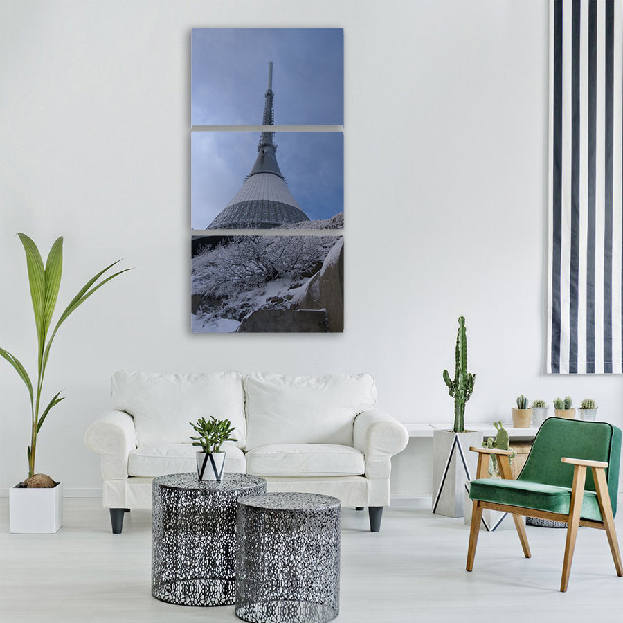 ještěd winter snow landscape view Vertical Canvas Wall Art