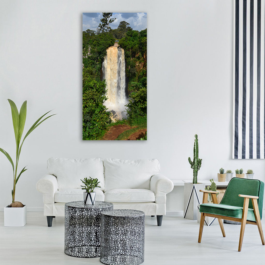 kenya water fall water nature Vertical Canvas Wall Art