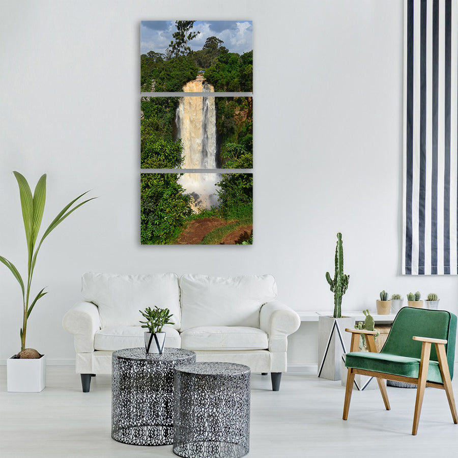 kenya water fall water nature Vertical Canvas Wall Art