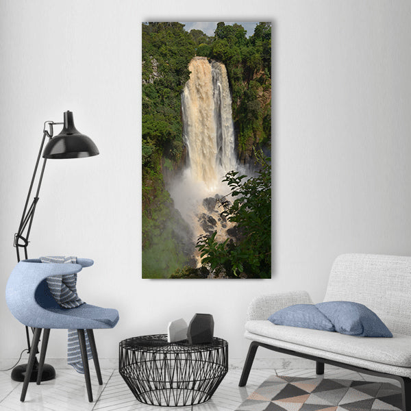 Kenya waterfall nature africa Vertical Canvas Wall Art
