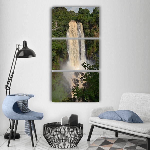 Kenya waterfall nature africa Vertical Canvas Wall Art