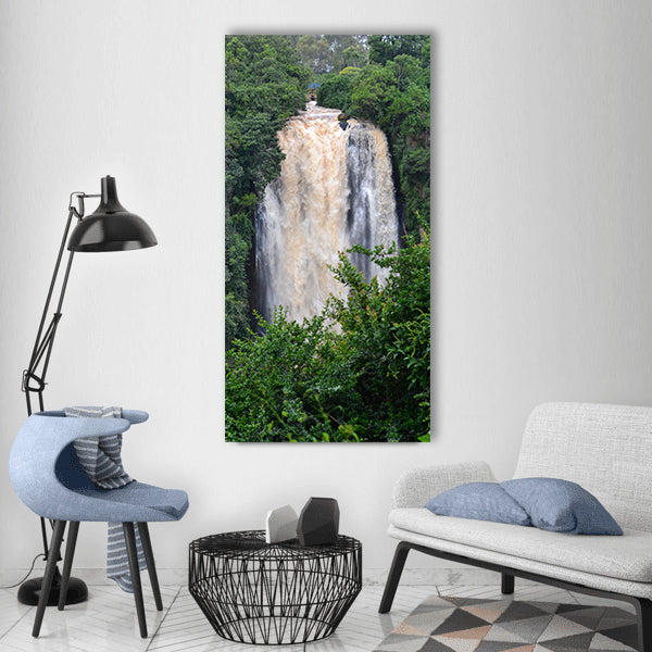 Kenya africa waterfall nature park Vertical Canvas Wall Art