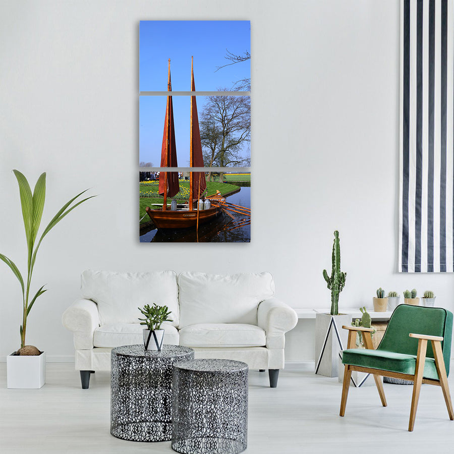 keukenhof holland boat spring Vertical Canvas Wall Art