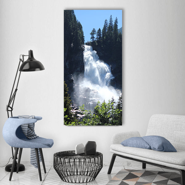 Krimml waterfall alps austria Vertical Canvas Wall Art