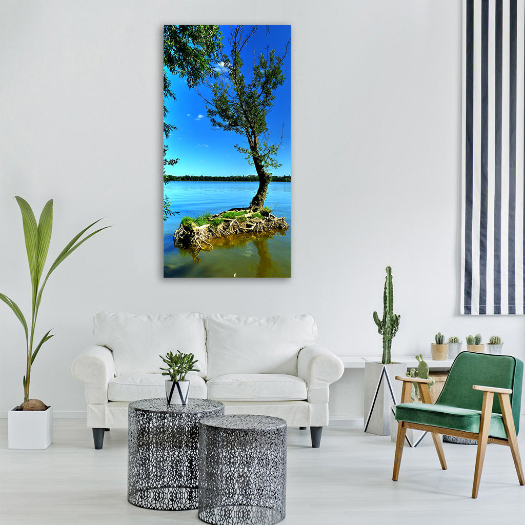 lake trees landscape water france Vertical Canvas Wall Art