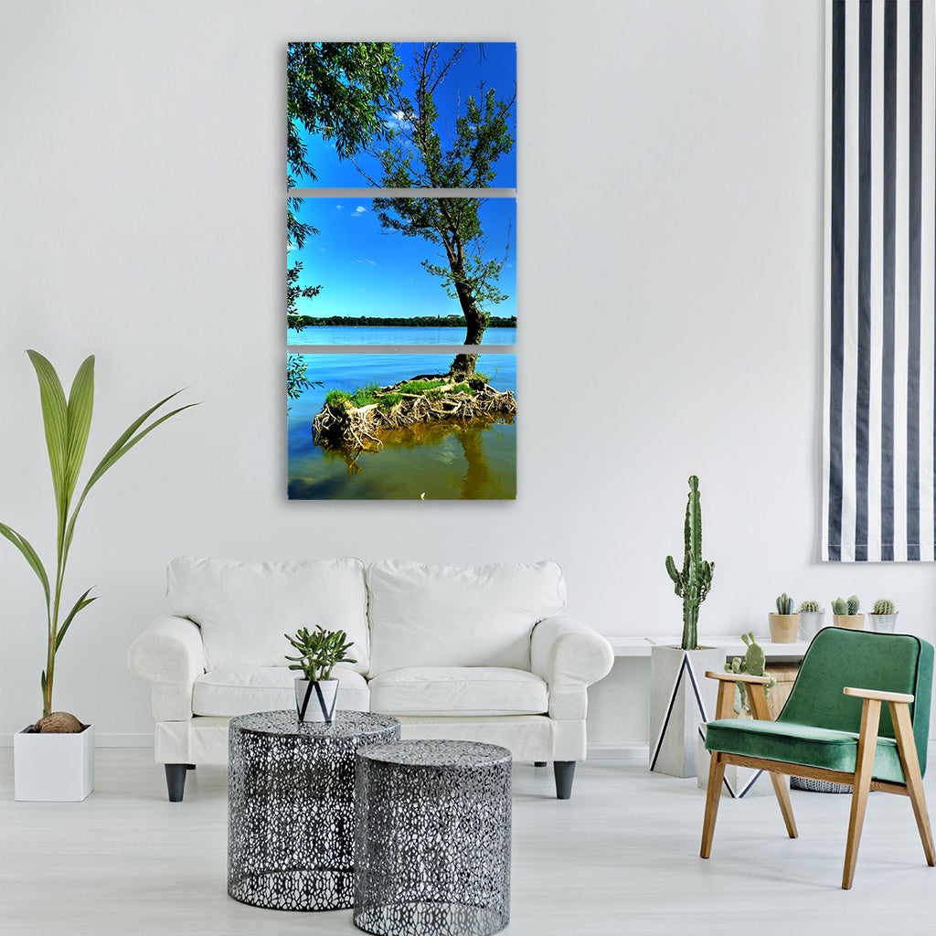 lake trees landscape water france Vertical Canvas Wall Art