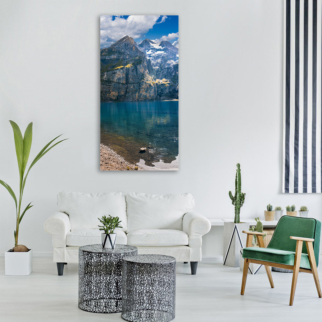 lake mountains landscape nature Vertical Canvas Wall Art