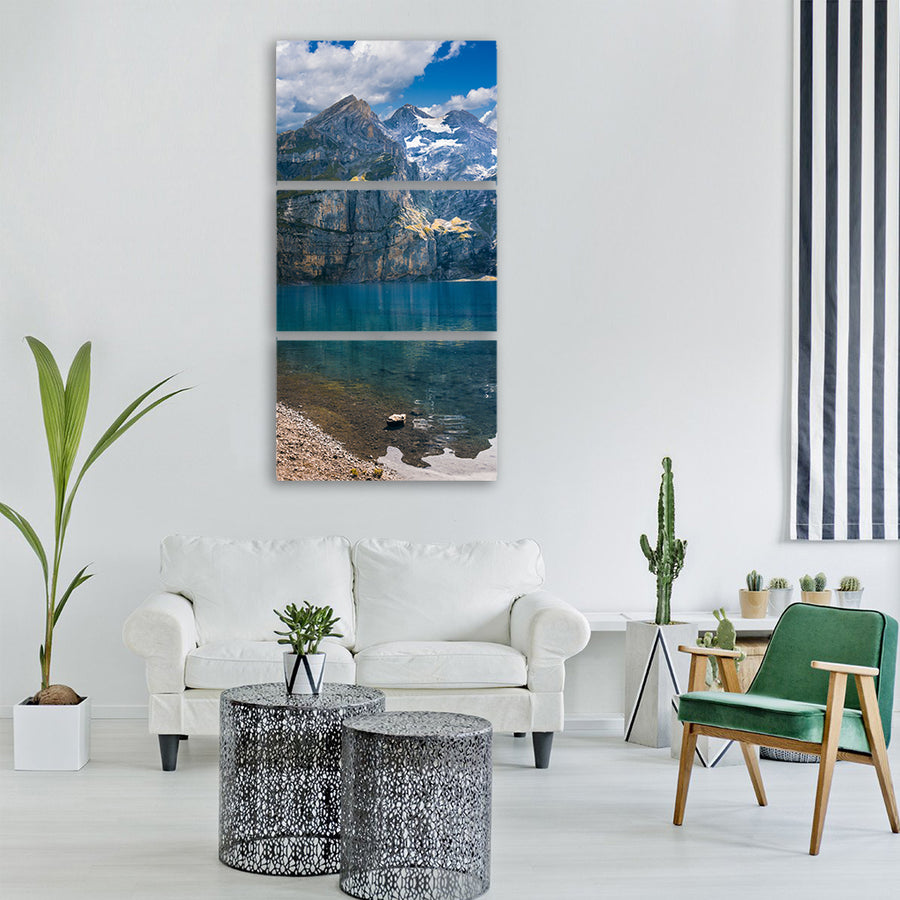 lake mountains landscape nature Vertical Canvas Wall Art