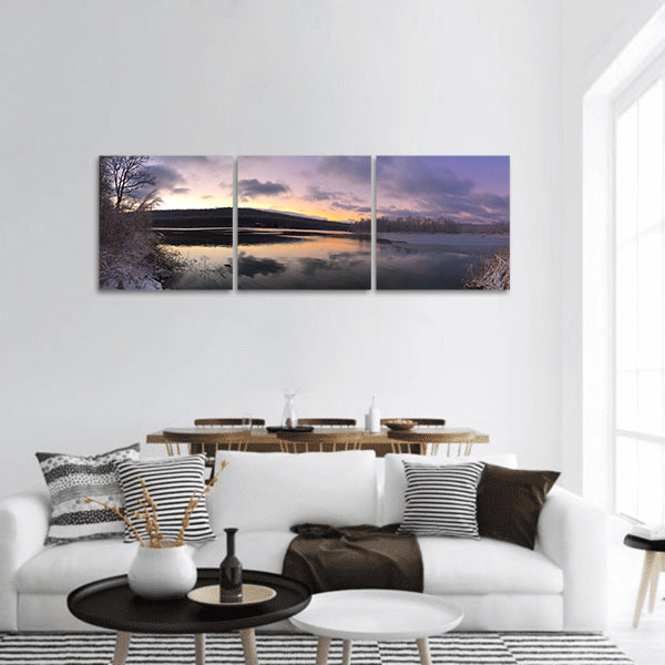 Lake Sunrise Light Color Clouds Panoramic Canvas Wall Art