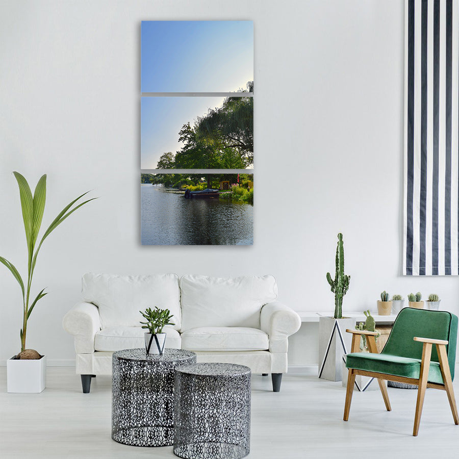 lake sunrise tree sunlight water Vertical Canvas Wall Art