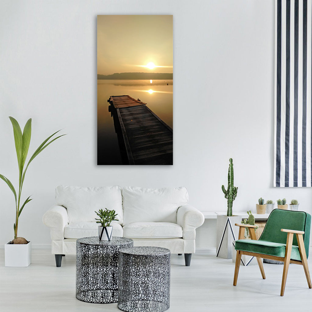 lake pond september morning Vertical Canvas Wall Art