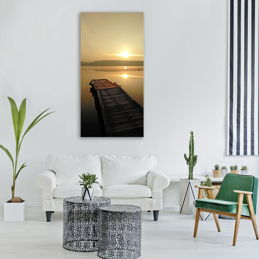 lake pond september morning Vertical Canvas Wall Art