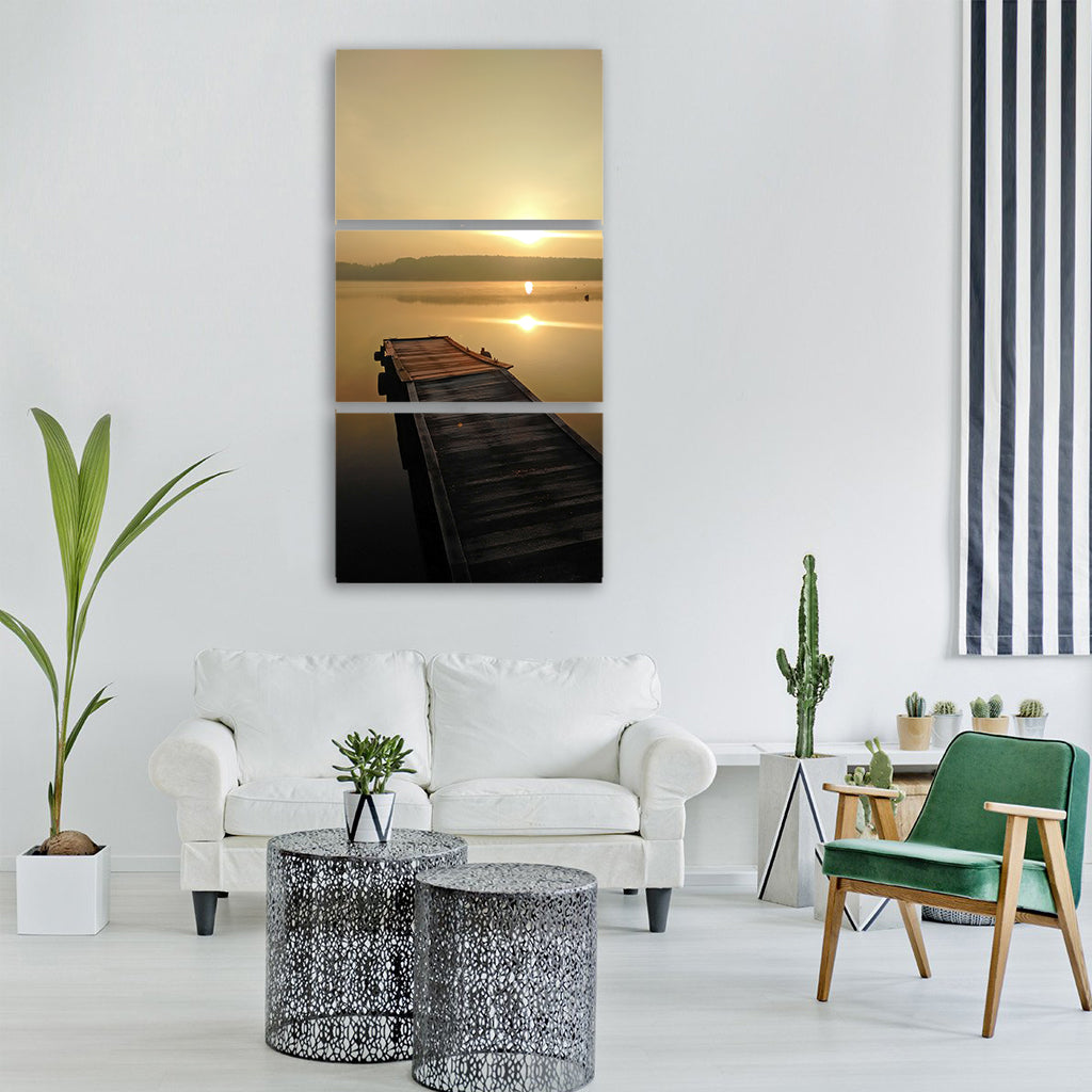 lake pond september morning Vertical Canvas Wall Art