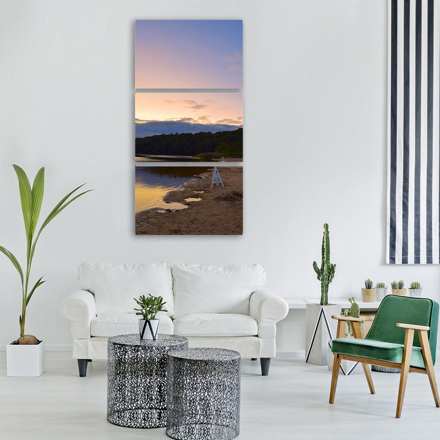 lake sunset beach water sky Vertical Canvas Wall Art