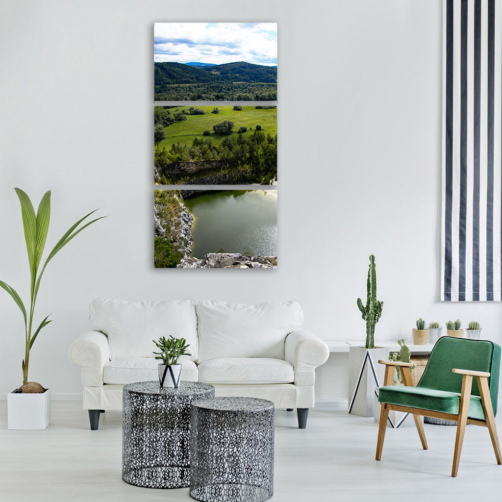 lake quarry rock height landscape Vertical Canvas Wall Art