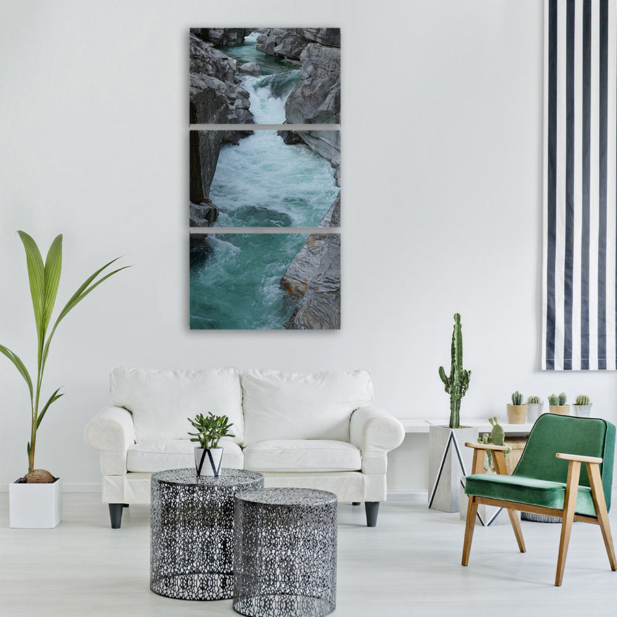 lake ticino nature mountain river Vertical Canvas Wall Art