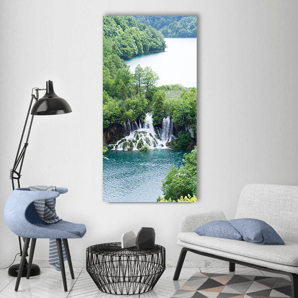 Lakes water croatia waterfall Vertical Canvas Wall Art