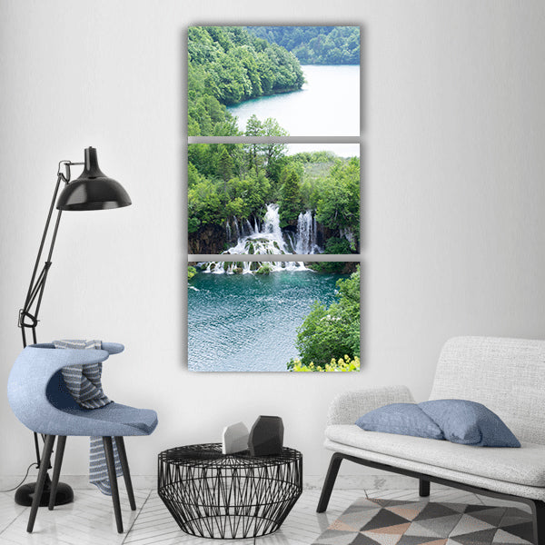 Lakes water croatia waterfall Vertical Canvas Wall Art
