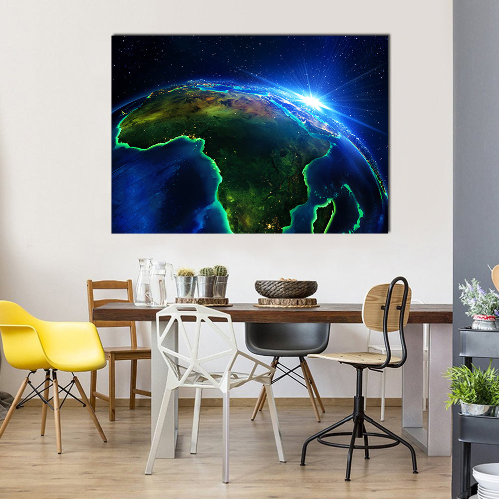 Africa From The Outer Space Multi Panel Canvas Wall Art