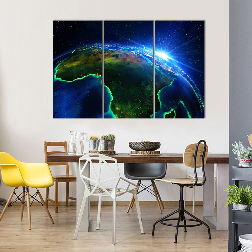 Africa From The Outer Space Multi Panel Canvas Wall Art