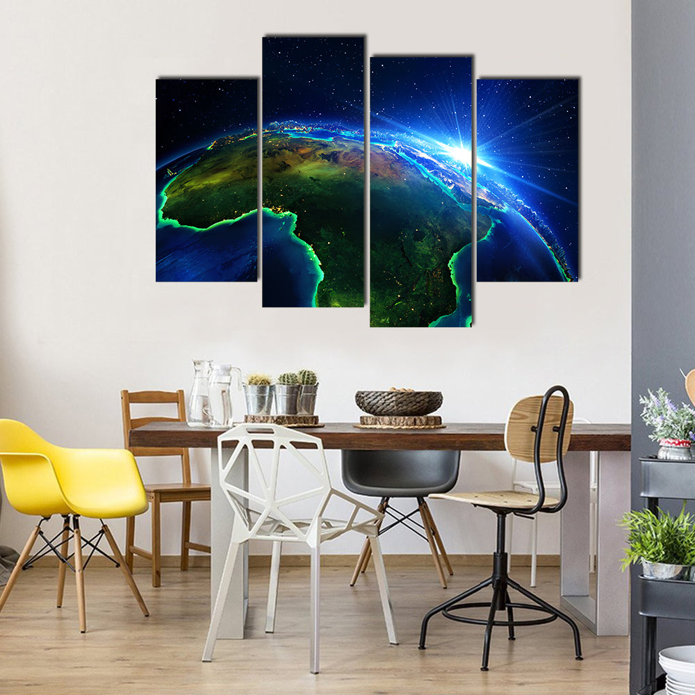Africa From The Outer Space Multi Panel Canvas Wall Art