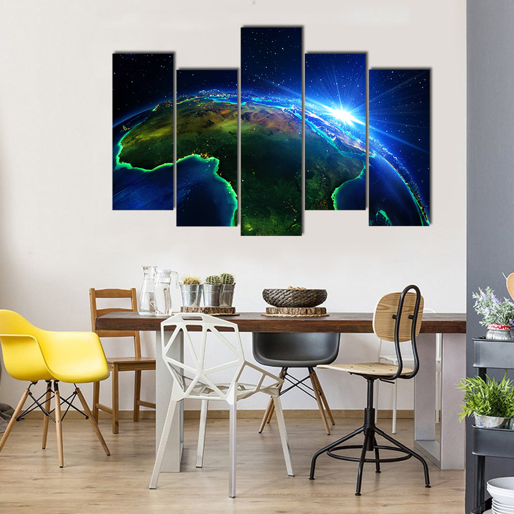 Africa From The Outer Space Multi Panel Canvas Wall Art
