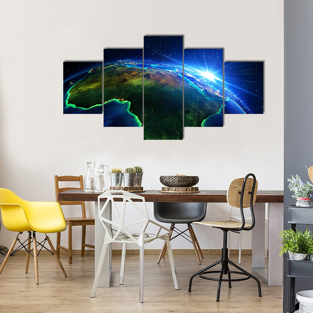 Africa From The Outer Space Multi Panel Canvas Wall Art