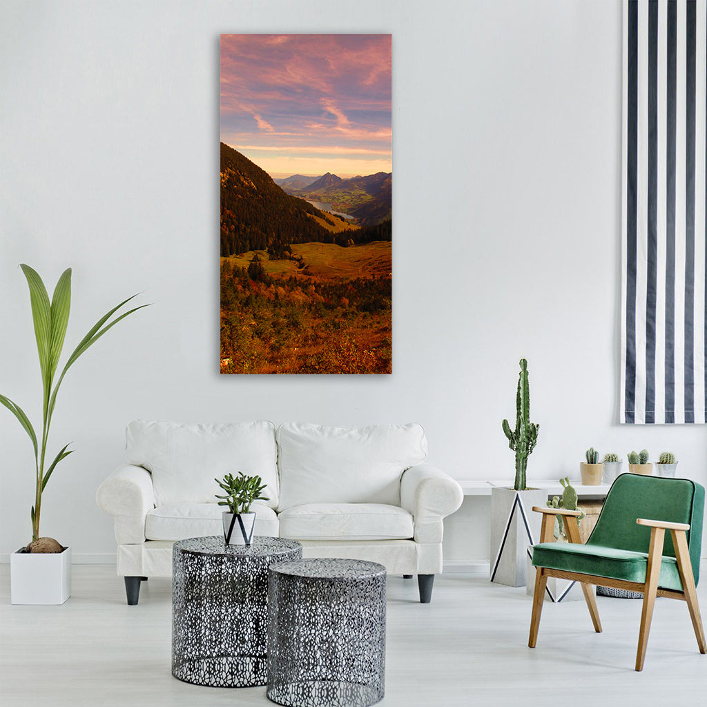 landscape autumn mountains trees Vertical Canvas Wall Art
