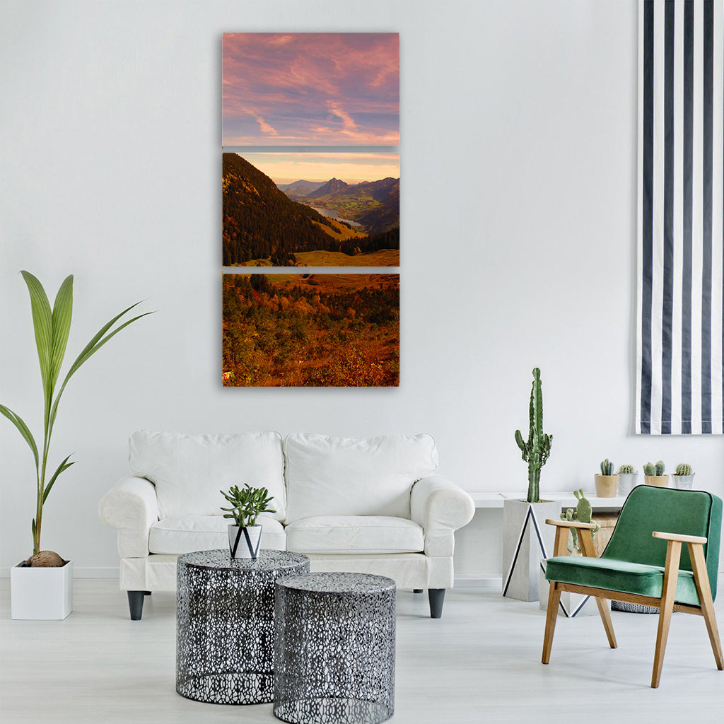 landscape autumn mountains trees Vertical Canvas Wall Art