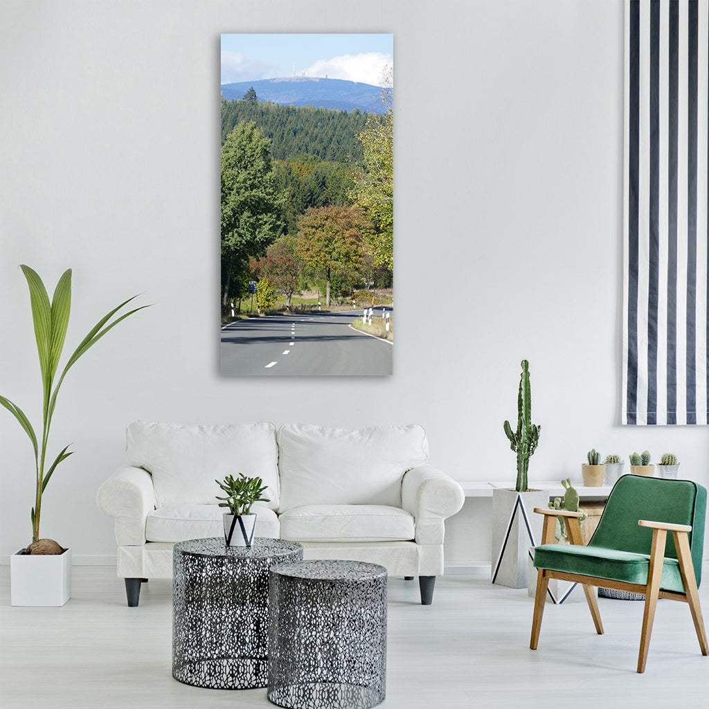 landscape road nature autumn sky Vertical Canvas Wall Art