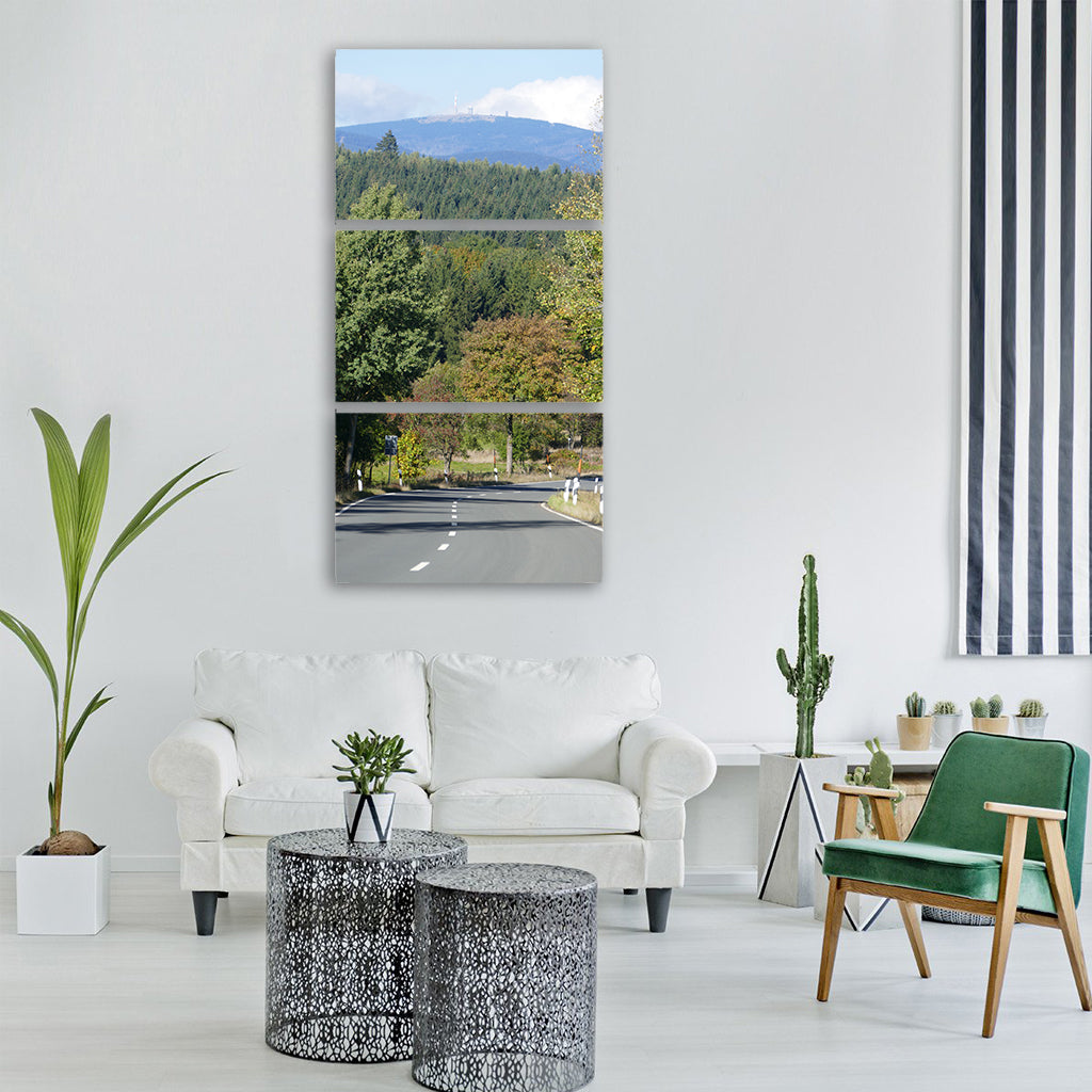 landscape road nature autumn sky Vertical Canvas Wall Art