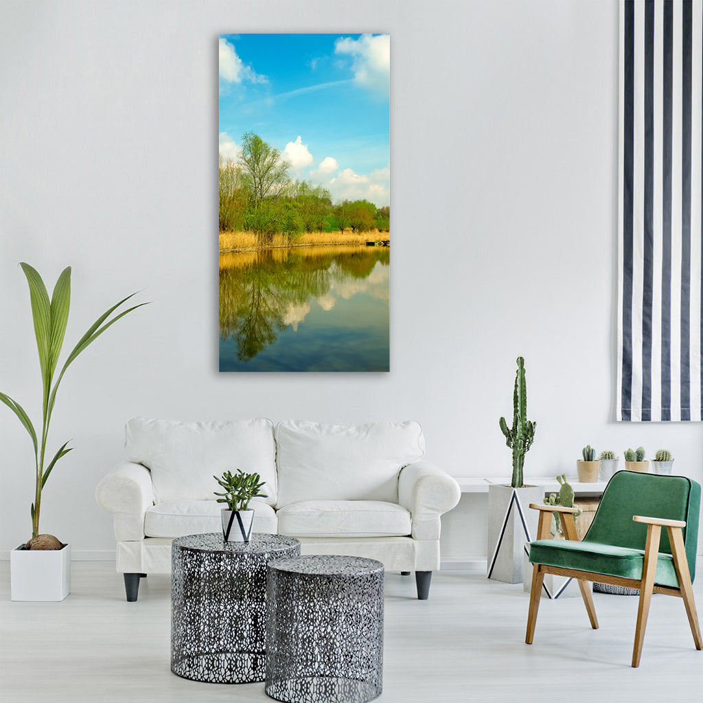 landscape meadowlands trees Vertical Canvas Wall Art