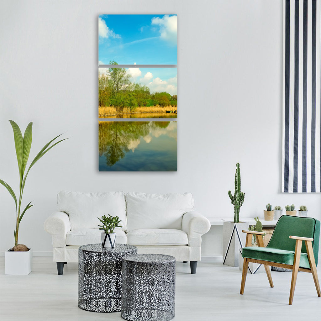 landscape meadowlands trees Vertical Canvas Wall Art
