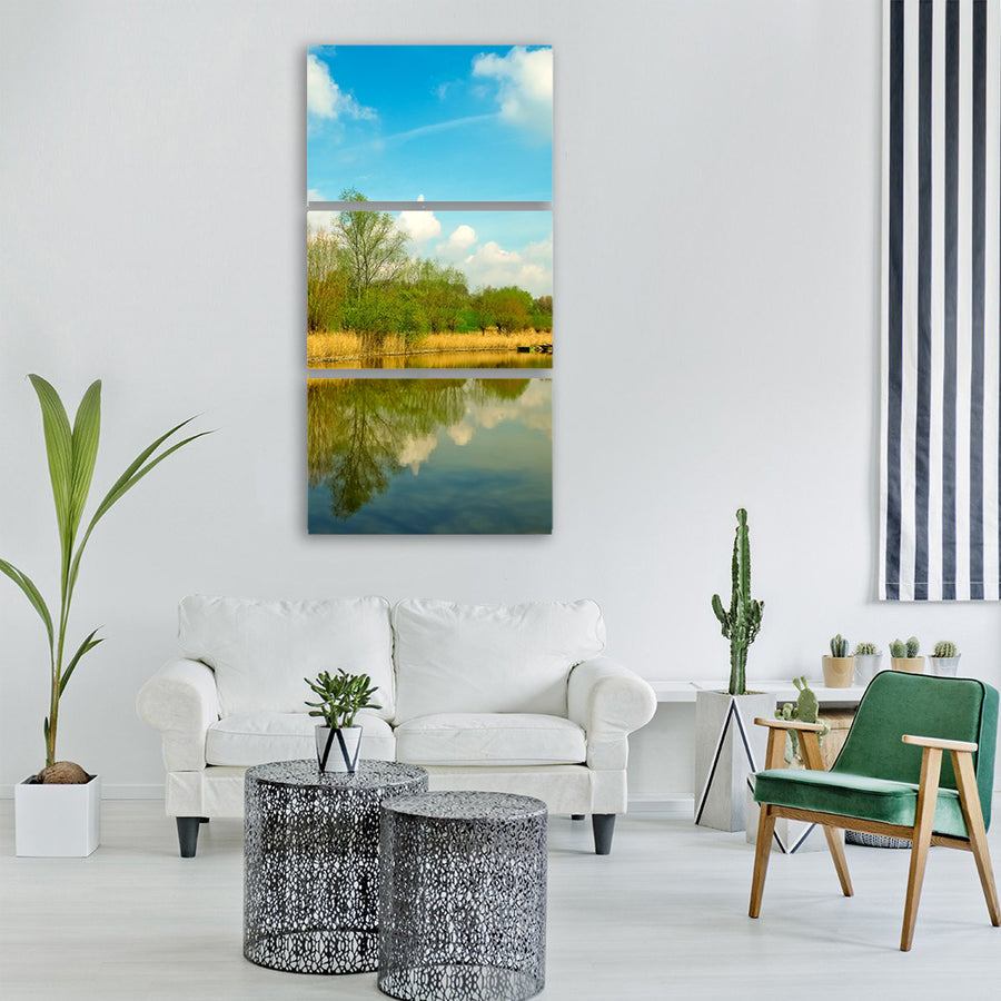 landscape meadowlands trees Vertical Canvas Wall Art