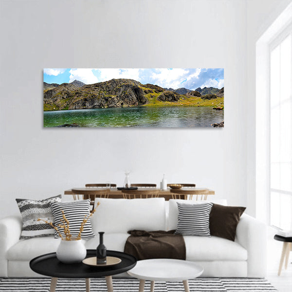 Landscape Mountain Clouds Green Panoramic Canvas Wall Art