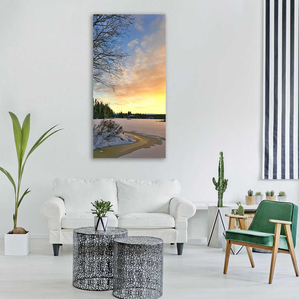 landscape winter cold nature trees Vertical Canvas Wall Art